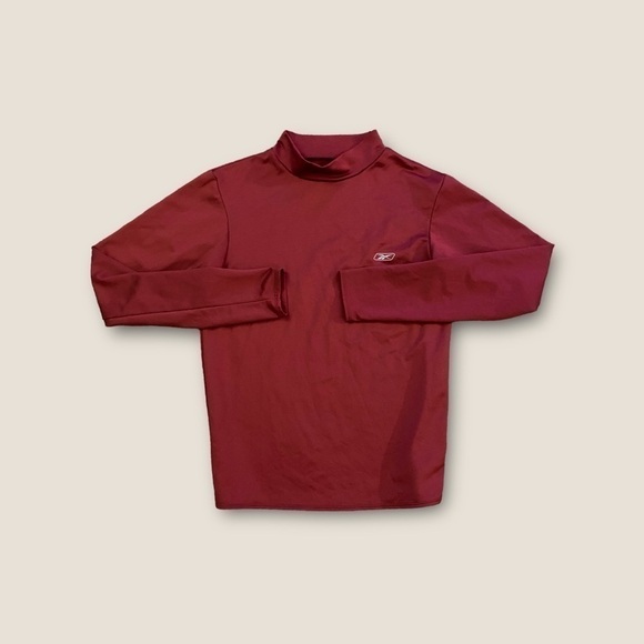 Reebok Mockneck Long Sleeve Cold Weather Shirt Wine Red L - Picture 2 of 5